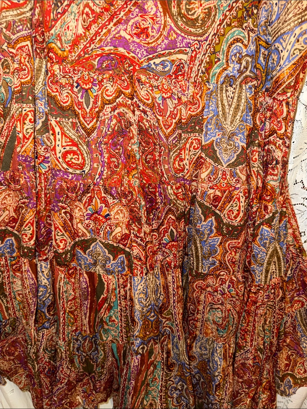 Lauren Ralph Lauren Paisley Tiered Maxi Skirt in Rust, Olive & Teal - Picture 3 of 6